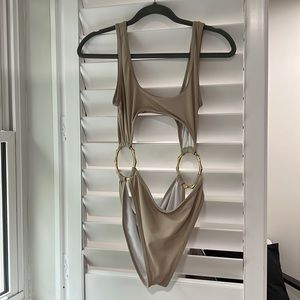 PLT One-piece Swimsuit Tan and Gold